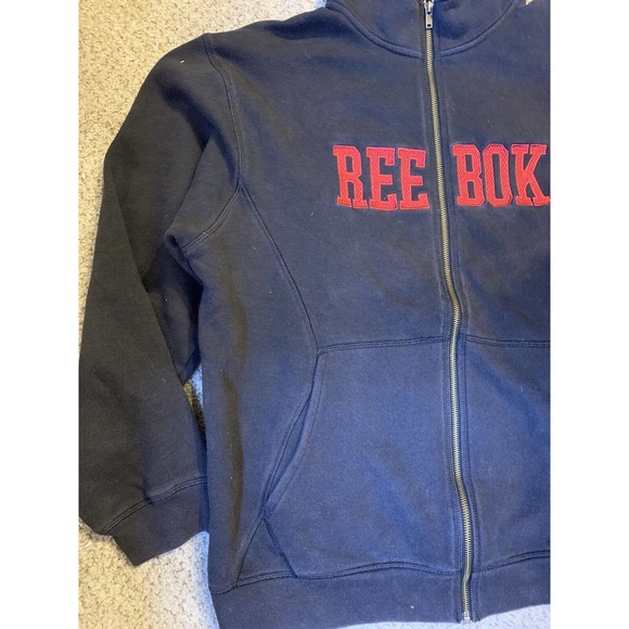 Reebok Full Zip Sweatshirt Red Black Size XLarge Mens Heavyweight 1979 - Picture 2 of 8